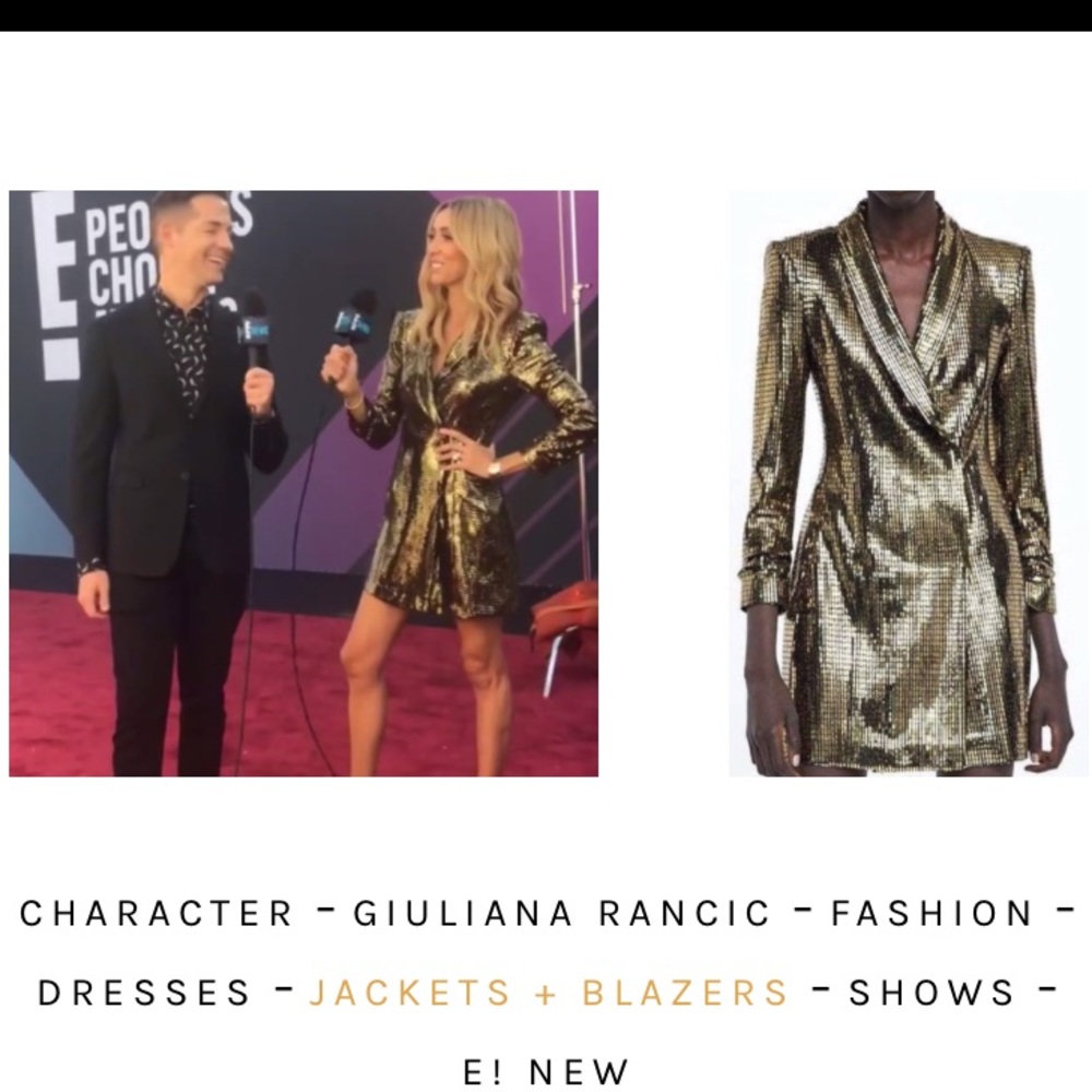 NWT Zara Gold Metallic Blazer Dress S